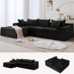 108" Sectional Couches for Living Room, Modular Sectional Sofa with L-Shape Chaise, Cloud Couch, Comfy Corduroy Fluffy Couch with Deep Seat and Side Pockets, No Assembly Required - Image 2