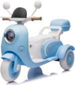 12V 2-Seater Ride On Motorcycle Kids Ride on Toy Battery Powered Electric Dirt Bike Kids ATV Off-Road Street Bike with 3 Wheels, Storage Trunk, Built-in Music for Boys and Girls, Blue - Image 2