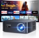[1500 ANSI/Google TV/Voice Control]Smart Projector with WiFi 6 and Bluetooth, Netflix-Licensed 4K Support, Outdoor Movie Proyector, 1080P Home Ceiling Auto Focus Projector, PUTRIMS K12 Gray - Image 2