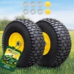 15x6.00-6 Tubeless Tire and Wheel Assembly(2 Pack) ，Replacement Riding Lawn Mower Front Tires,Compatible withRiding Mowers and Lawn Tractor, 3" Centered Hub and 3/4" Bushings（Yellow) - Image 2