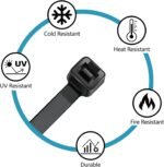 Zip Ties Assorted Sizes(4”+6”+8”+12”), 400 Pack, Black Cable Ties, UV Resistant Wire Ties by ANOSON - Image 4