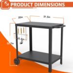32x20IN Double-Shelves Grill Table, Outdoor Grill Cart for Blackstone Griddle, Movable Pizza Oven Table Cart for Outside Patio, Kitchen Cooking Food Prep Table for Party - Image 4