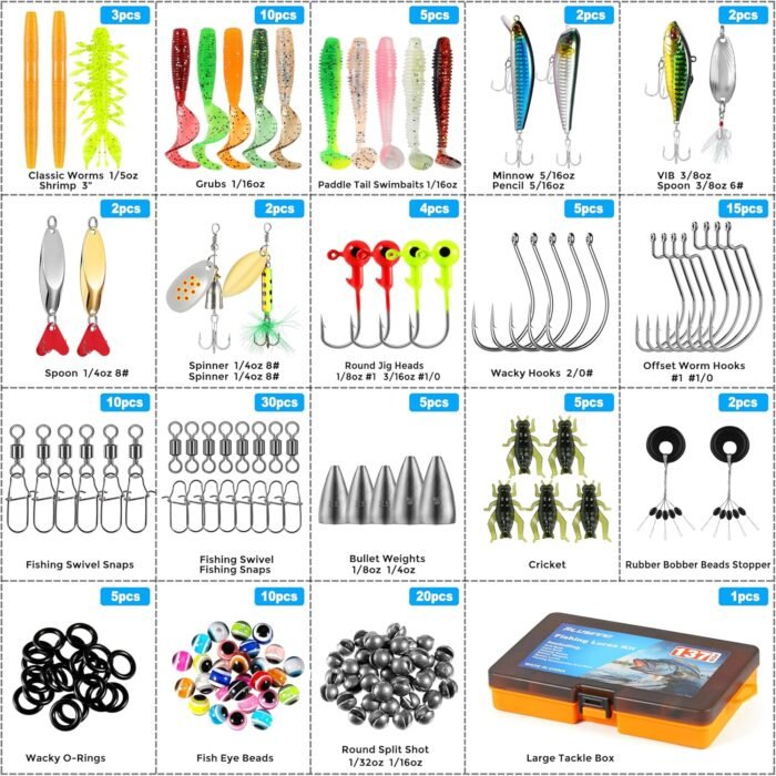 PLUSINNO Fishing Lures, 137Pcs Tackle Box with Tackle Included, Crankbaits, Spoon, Hooks, Weights & Other Accessories, Fishing Bait Lure Gear Kit Gift for Men Bass Freshwater - Image 5