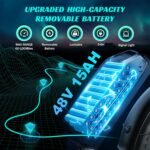 TST Electric Bike for Adults 1500W Peak 20" Fat Tire All-Terrain E-Bike 60/110 Miles 28MPH Electric Dirt Bike for Road Sand Mountain Snow - 48V 15/25AH Battery Powered Electric Motorcycle - Image 4