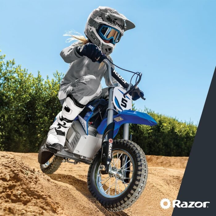 Razor MX350 Dirt Rocket Electric Motocross Bike, Blue, 10-12 inches - Image 6