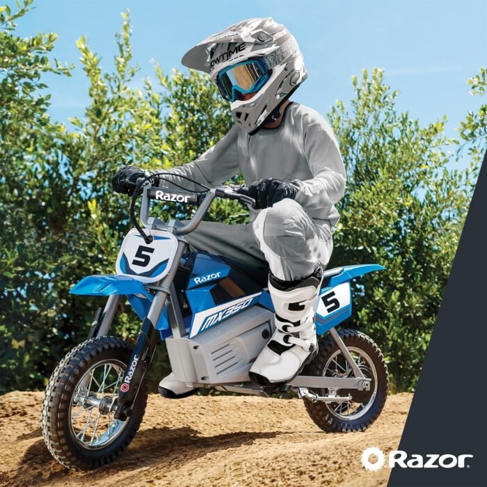 Razor MX350 Dirt Rocket Electric Motocross Bike, Blue, 10-12 inches - Image 7