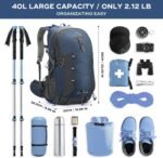 Maelstrom Hiking Backpack,Camping Backpack,40L Waterproof Hiking Daypack with Rain Cover,Lightweight Travel Backpack,Blue - Image 3