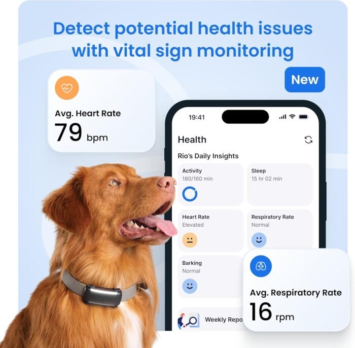 Tractive Smart Dog GPS Tracker | Live Pet Tracker with Virtual Fence | Vital Signs Monitoring of Heart & Respiratory Rate | Bark Monitoring | Dog Collar Attachment (Black) - Image 5