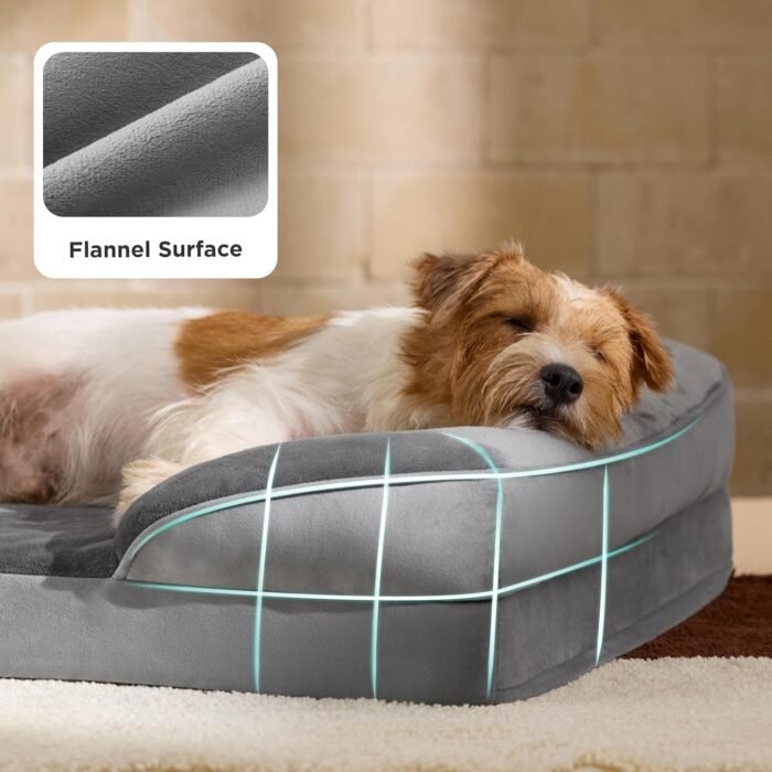 Bedsure Orthopedic Dog Beds Large Sized Dog - Washable Large Dog Cat Bed Waterproof, Comfort Dogs Couch Sofa with Washable Removable Cover, Pet Bed with Nonskid Bottom, Grey, 35" - Image 7