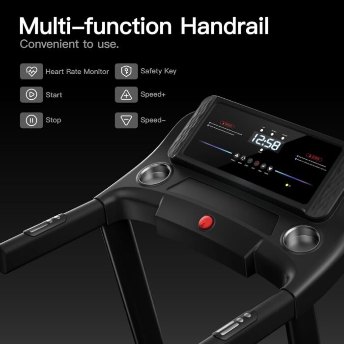 Treadmill with 3-Level Incline for Home and 3.0 HP Quiet Brushless, 8.7 MPH, 300 lbs Capacity - Image 4