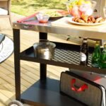 Royal Gourmet PC3404S Rolling Dining Table with Trash Bag Holder, Outdoor Garden Patio BBQ Kitchen Food Prep Table Cart, 34"L x 20"W Stainless Steel Tabletop, Silver & Black - Image 9