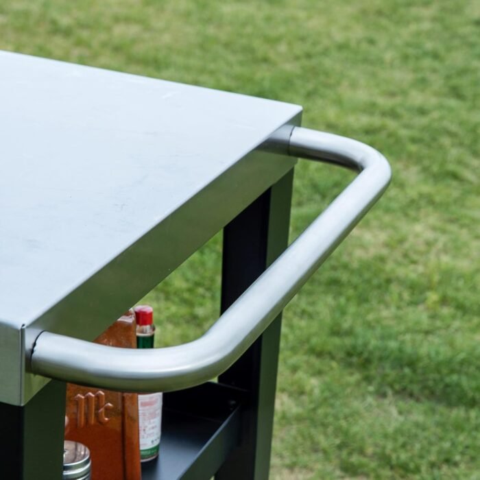 Royal Gourmet PC3404S Rolling Dining Table with Trash Bag Holder, Outdoor Garden Patio BBQ Kitchen Food Prep Table Cart, 34"L x 20"W Stainless Steel Tabletop, Silver & Black - Image 13