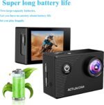 Action Camera 1080P 30fps Sports Camera 40m/131ft Underwater Waterproof with 2 Batteries and Multi-Function Accessory - Image 5