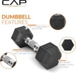 CAP Barbell Rubber Coated Dumbbell Weight Set with Vertical Rack | 100 lb, 150 lb, and 210 lb Options - Image 4