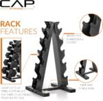 CAP Barbell Rubber Coated Dumbbell Weight Set with Vertical Rack | 100 lb, 150 lb, and 210 lb Options - Image 5