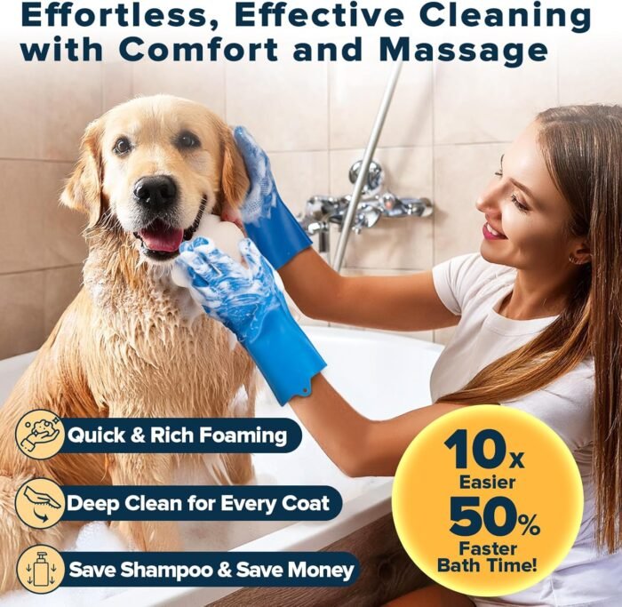6PCS Pet Grooming Kit for Dogs,Cats and Horses | Dog Washing Gloves | Dog Bath Brush | Dog Bath Gloves | Dog Shampoo Brush | Pet Grooming Gloves | Dog Bath Supplies (Navy Blue) - Image 3