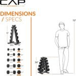 CAP Barbell Rubber Coated Dumbbell Weight Set with Vertical Rack | 100 lb, 150 lb, and 210 lb Options - Image 6
