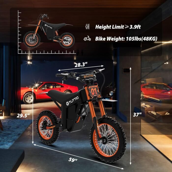 Electric Dirt Bike Teens Adults Electric Bike 48V 21AH Removable Battery with Hydraulic Brakes (21AH Dirt Bike) - Image 7