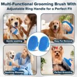 6PCS Pet Grooming Kit for Dogs,Cats and Horses | Dog Washing Gloves | Dog Bath Brush | Dog Bath Gloves | Dog Shampoo Brush | Pet Grooming Gloves | Dog Bath Supplies (Navy Blue) - Image 6