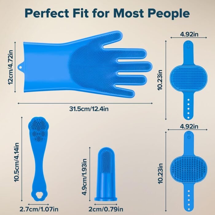 6PCS Pet Grooming Kit for Dogs,Cats and Horses | Dog Washing Gloves | Dog Bath Brush | Dog Bath Gloves | Dog Shampoo Brush | Pet Grooming Gloves | Dog Bath Supplies (Navy Blue) - Image 8