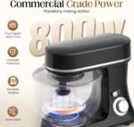 800W Stand Mixer with 5.3QT Bowl, 6-Speed with Pulse Electric Kitchen Mixer, Food Mixer with Dough Hook, Whisk, Beater Tilt-Head & Non-Slip Base for Cookie, Cake, Bread & Baking-Black - Image 3
