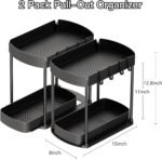 2 Pack Multi-Purpose Pull-Out Storage Organizers, Under Sink Organizers and Storage for Bathroom & Kitchen, Under Cabinet Organizers and storage, 12.8 Inch, Black - Image 3