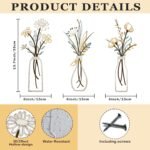 Pigort 3 Pieces Metal Flowers Wall Arts - Rustic Farmhouse Decor Beige Minimalist Flower Wall Decors for Living room Bathroom Bedroom Dining Room-Housewarming Gifts (Beige, Vase-C) - Image 3