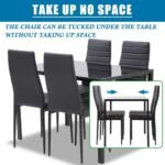 FDW | 5-Piece Dining Table Set | Black | Glass Kitchen Table with 4 Upholstered Chairs and Faux Leather Cushions | Space-Saving and Modern Design | for Dining Room, Easy to Assemble - Image 4