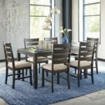 Signature Design by Ashley Rokane 20" Dining Room Table Set with 6 Upholstered Chairs, Brown - Image 3