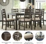 Signature Design by Ashley Rokane 20" Dining Room Table Set with 6 Upholstered Chairs, Brown - Image 4