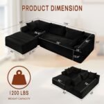 108" Sectional Couches for Living Room, Modular Sectional Sofa with L-Shape Chaise, Cloud Couch, Comfy Corduroy Fluffy Couch with Deep Seat and Side Pockets, No Assembly Required - Image 3