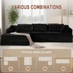 108" Sectional Couches for Living Room, Modular Sectional Sofa with L-Shape Chaise, Cloud Couch, Comfy Corduroy Fluffy Couch with Deep Seat and Side Pockets, No Assembly Required - Image 4