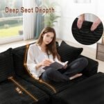 108" Sectional Couches for Living Room, Modular Sectional Sofa with L-Shape Chaise, Cloud Couch, Comfy Corduroy Fluffy Couch with Deep Seat and Side Pockets, No Assembly Required - Image 5