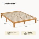 DUMOS Wood Bed Frame Queen Size, 12in Wooden Platform Bed Frame Mattress Foundation with Support Slats, No Spring Needed, Storage Space Under Base, Easy Assembly, Pine - Image 3
