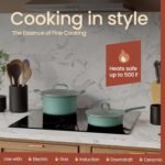 Pots and Pans Set, 23-Piece Non Stick Cookware & Bakeware Sets with Plaid Pattern, Stackable Design, Dishwasher Safe, Stain-resistant, Oven & All-Stove Safe, Tempered Glass Lid, Aqua - Image 5