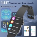 Smart Watches for Women Men, 1.83" HD Smartwatch with 120 Sports Modes, IP67 Waterproof, Bluetooth Call and Music Control；Heart Rate and Sleep Monitor (Black) - Image 4