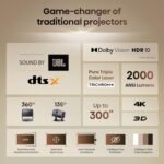 Hisense Laser Mini Projector C2, 65-300", Gimbal Design, 4K, Triple Color Laser, 110% BT.2020, 2000 ANSI Lumens, 1700:1 Native Contrast, Dolby Vision, HSR240, Sound by JBL - Image 4