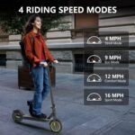 MAXSHOT V7 Electric Scooter for Adults, 350W Motor, 16 MPH, 12 Miles Range, Lightweight Folding Commuter E-Scooter with App Control, Dual Brakes, 8.5″ Solid Tires – Yellow - Image 4