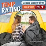 MEREZA Double Sleeping Bag for Adults Mens with Pillow, XL Queen Size Two Person Sleeping Bag for All Season Camping Hiking Backpacking 2 Person Sleeping Bags for Cold Weather & Warm - Image 3