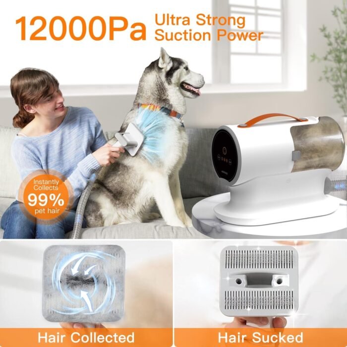 AIRROBO Dog Grooming Vacuum, Dog Grooming Kit,12000Pa Strong Pet Vacuum, 2L Large Capacity Vacuum for Shedding Grooming Hair, Quiet,PG100 - Image 3