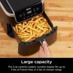 Ninja | Air Fryer | 4-in-1 Pro Air Fry, Roast, Reheat, Dehydrate | 5QT Capacity fits up to 4lbs of French Fries | 400F Max Temp | Nonstick Basket & Crisper Plate | 120V | Grey | AF141 - Image 4