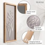 3D Wooden Floral Bathroom Wall Decor (Set of 4) Lightweight, Ready-to-Hang Framed Wall Art For Living Room, Bedroom, or Office - Premium Boho Botanical Farmhouse Decorations - Gift-Boxed - Image 6
