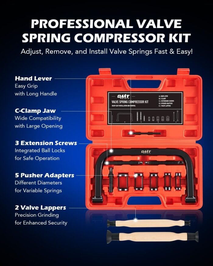 Orion Motor Tech Valve Spring Compressor, 10pcs Valve Spring Removal Tool with Solid C Clamp, 5pcs Collet Pusher Adapters for Motorcycle, ATV, Car, Small Engine Vehicle Equipment - Image 3
