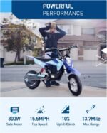 Hiboy DK1 36V Electric Dirt Bike,300W Electric Motorcycle - Up to 15.5MPH & 13.7 Miles Long-Range,3-Speed Modes Motorcycle for Kids Ages 3-10 - Image 3