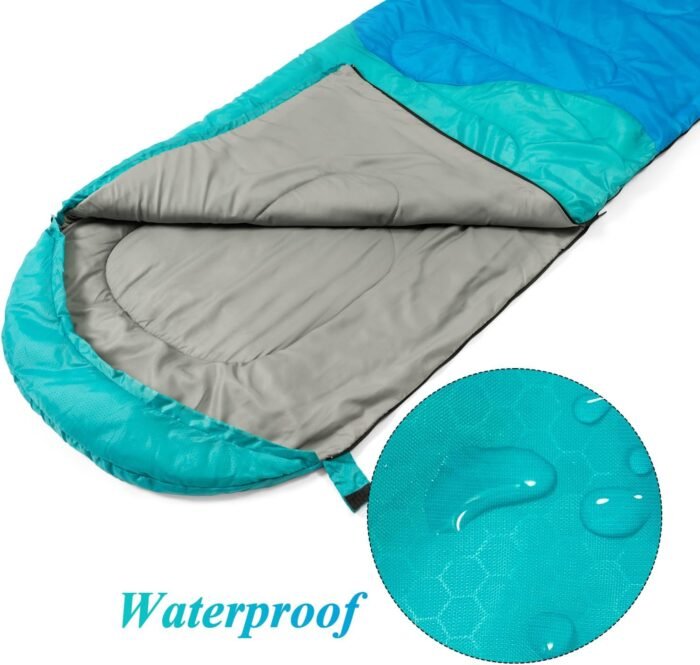 Sleeping Bag - 3 Seasons for Adults Kids Boys Girls Camping Hiking - Warm Cold Weather Lightweight Portable with Compression Bag for Backpacking in Spring, Summer, Fall and Winter - Image 4