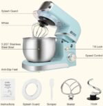 Kitchen in the box Stand Mixer,3.2Qt Small Electric Food Mixer,6 Speeds Portable Lightweight Kitchen Mixer for Daily Use with Egg Whisk,Dough Hook,Flat Beater (Blue) - Image 4