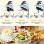 Kitchen in the box Stand Mixer,3.2Qt Small Electric Food Mixer,6 Speeds Portable Lightweight Kitchen Mixer for Daily Use with Egg Whisk,Dough Hook,Flat Beater (Blue) - Image 5