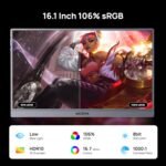 ARZOPA 16.1'' 144Hz Portable Gaming Monitor, 106% sRGB 1080P FHD Kickstand Portable Monitor with HDR, Ultra Slim, Eye Care, External Second Screen for Laptop, PC, PS5, Mac, Xbox-Z1FC Gray - Image 3