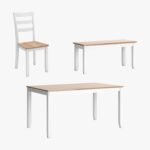 Signature Design by Ashley Gesthaven Modern Dining Table with 4 Chairs and Bench, Set of 6, White & Light Brown - Image 3