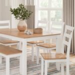 Signature Design by Ashley Gesthaven Modern Dining Table with 4 Chairs and Bench, Set of 6, White & Light Brown - Image 4